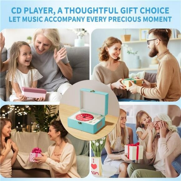 BlueTime Music Box CD Player Rechargeable Bluetooth Speaker Home Decoration - Picture 6 of 8